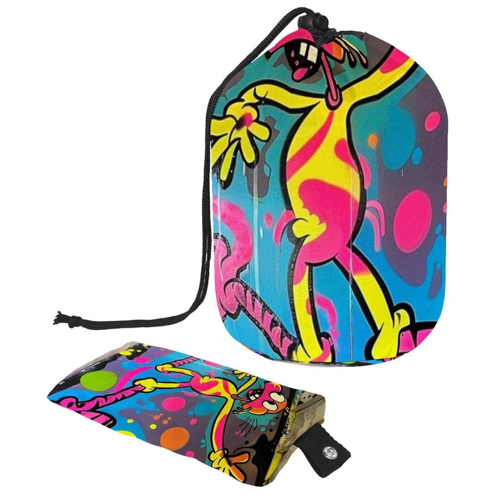 Travel Drawstring Cosmetic Bag Set with Dancing Graffiti Design