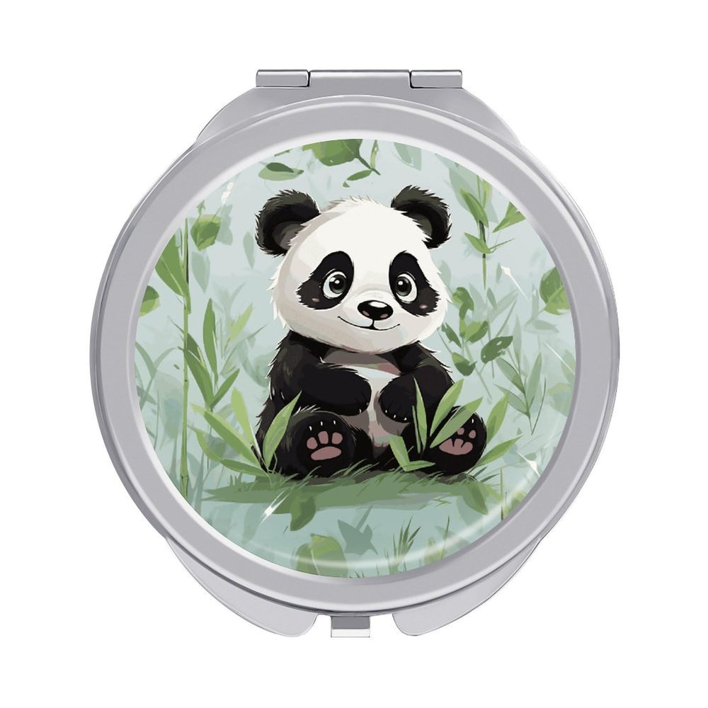 GFLFMXZW Panda Travel Makeup Mirror, 1x/2x Magnification