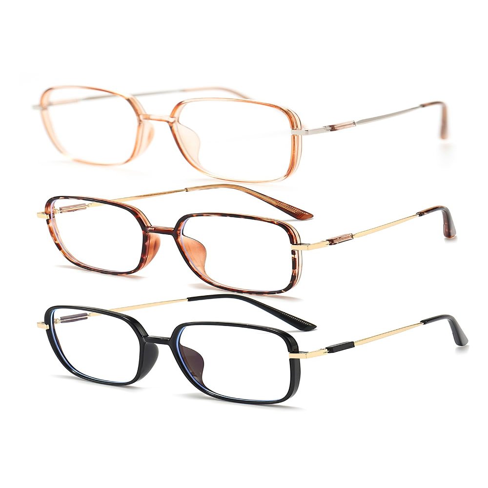 KAEOISFU 3-Pack Large Square Reading Glasses with Blue-Light Blocking