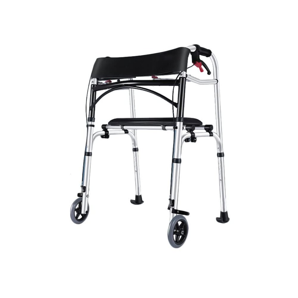 CGCSYZ Lightweight Folding Walker with Seat, Aluminum Alloy, Height Adjustable 79–86 cm