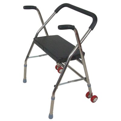 CGCSYZ Wheelchair Walker, Folding Walker for Seniors with Seat, Four-Leg Vintage Walker Stool