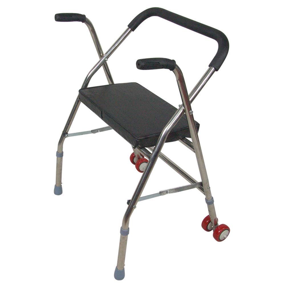 CGCSYZ Wheelchair Walker, Folding Walker for Seniors with Seat, Four-Leg Vintage Walker Stool