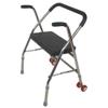 CGCSYZ Wheelchair Walker, Folding Walker for Seniors with Seat, Four-Leg Vintage Walker Stool view 1