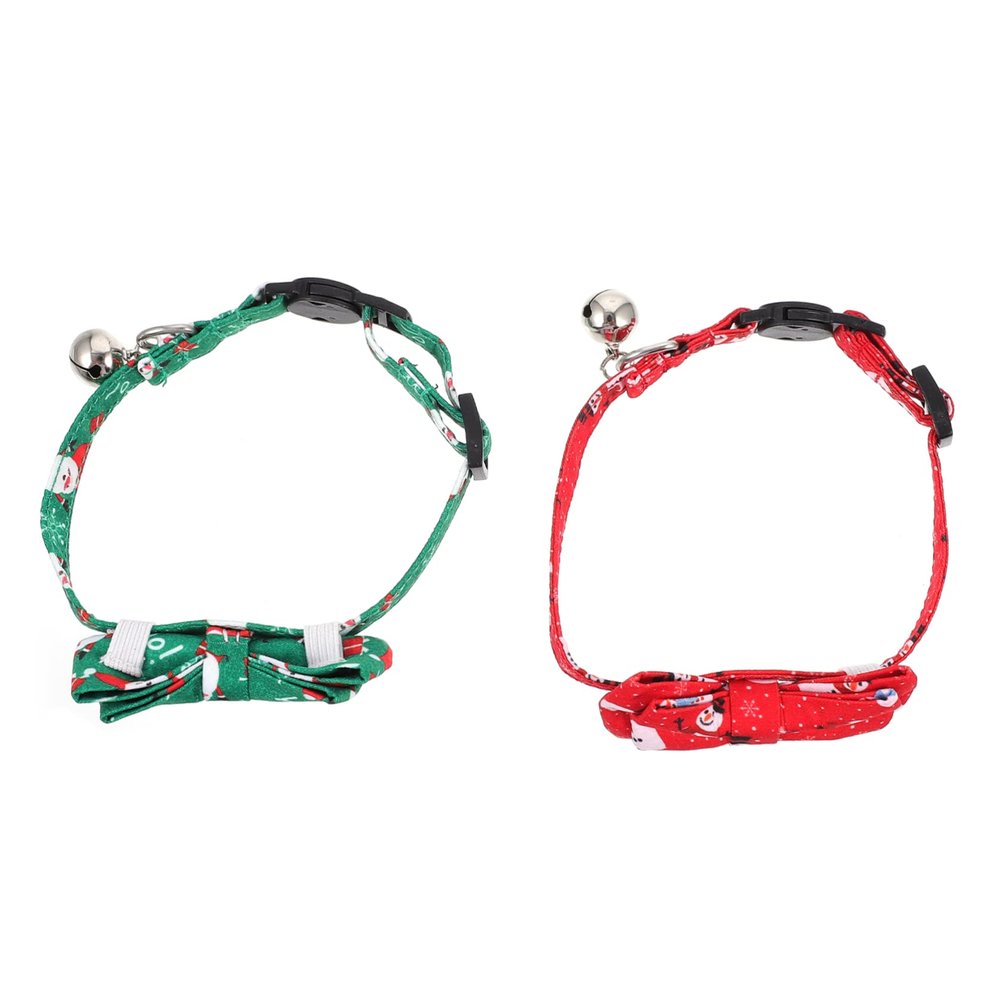 BESPORTBLE 2-Piece Christmas Cat Collar Set with Bells and Bow Decor