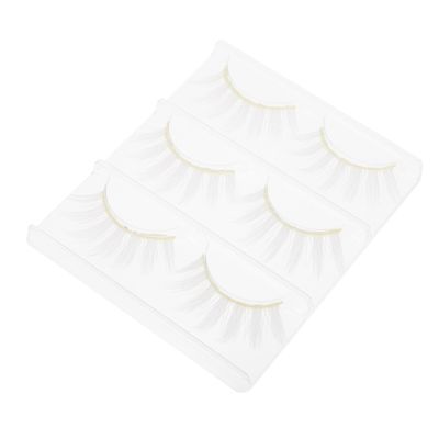 6 White Synthetic Fiber False Eyelashes for Cosplay