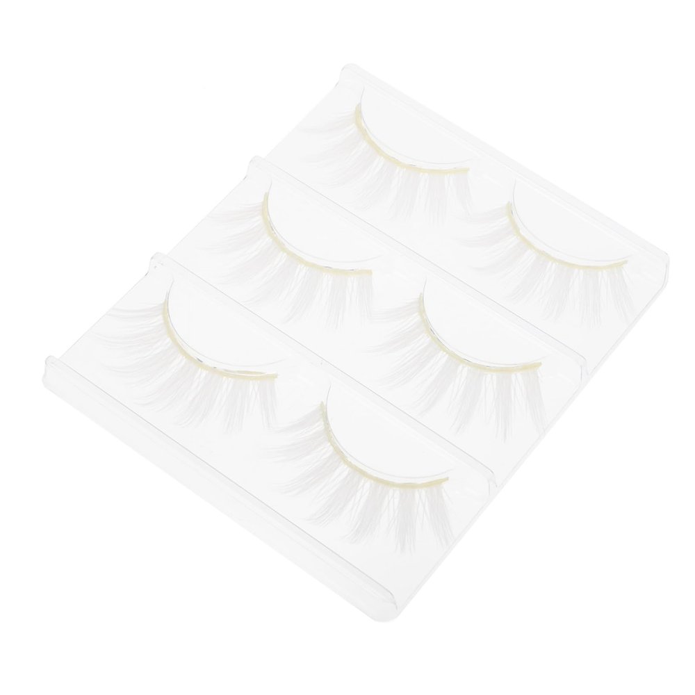 6 White Synthetic Fiber False Eyelashes for Cosplay