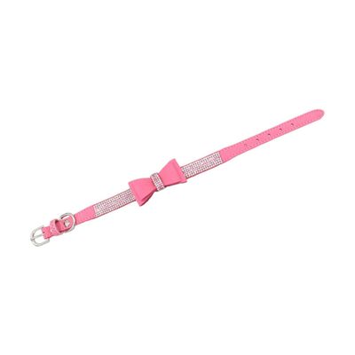 Adjustable Pet Collar with Bow and Rhinestones, 1 Set