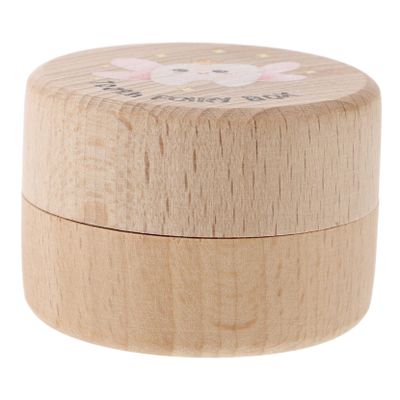 ABOOFAN Round Wooden Tooth Box for Children's Baby Teeth and a Lock of Hair
