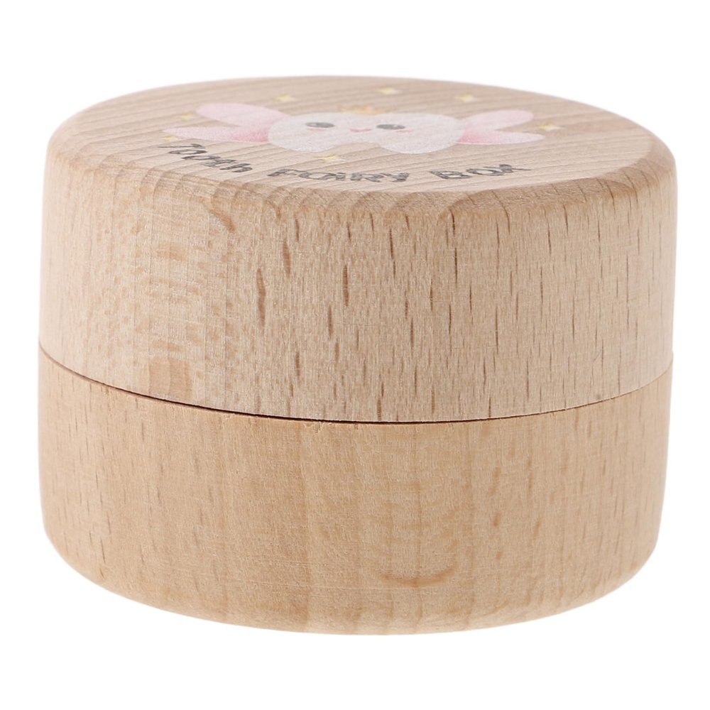 ABOOFAN Round Wooden Tooth Box for Children's Baby Teeth and a Lock of Hair