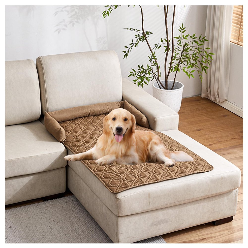 OREZAUQS Washable Orthopedic Dog Bed Sofa Cushion, Khaki, 90 x 120 cm