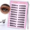 EMEDA Self-Adhesive Cat-Eye Lashes, Glue-Free Lash Cluster Kit, 120 Press-On Lashes with Tweezers (Cateye02) view 1