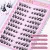 EMEDA Self-Adhesive Cat-Eye Lashes, Glue-Free Lash Cluster Kit, 120 Press-On Lashes with Tweezers (Cateye02) view 3