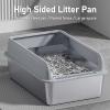 Stainless Steel Cat Litter Box, Open-Top, High-Sided, Splash-Resistant, with Scoop, Large view 3