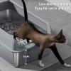 Stainless Steel Cat Litter Box, Open-Top, High-Sided, Splash-Resistant, with Scoop, Large view 4
