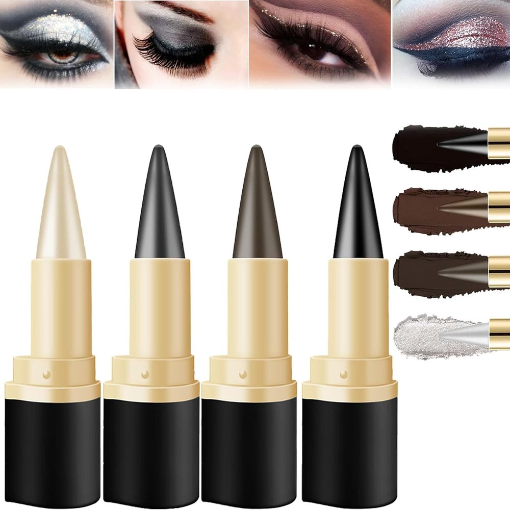 Long-Wear Waterproof Gel Eyeliner, Natural Black, Smudge-Proof, 4-Piece Set