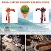 Peach-Shaped Walking Cane for Men, Hand-Carved, Non-Slip and Durable, with Pendant, Brown, for 171–180 cm Height view 3