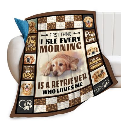 Golden Retriever Print Fleece Blanket for Dogs