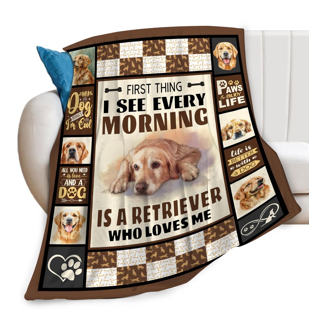 Golden Retriever Print Fleece Blanket for Dogs