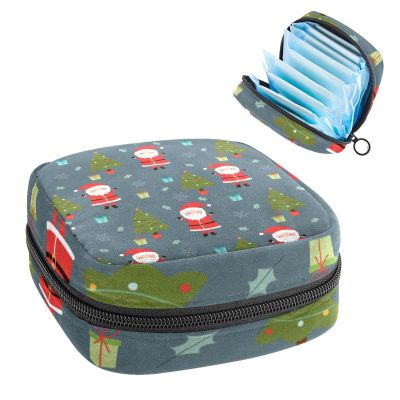 Merry Christmas Tree Santa Claus-667 First Period Kit for Girls, Menstrual Pad and Tampon Organizer