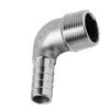 Stainless Steel 90° Elbow Fitting, 1 Piece, 8–25 mm Hose Barb × 1/4–1 in Male Thread view 1