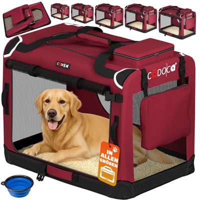 CADOCA Foldable Dog Carrier XXXL, 101 x 70 x 70 cm, Dark Red