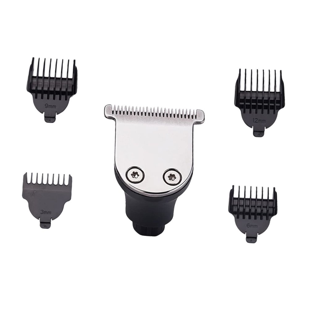 Mikinona Metal Beard Trimmer Head for Electric Beard Shaver, 4 Guide Combs, Silver