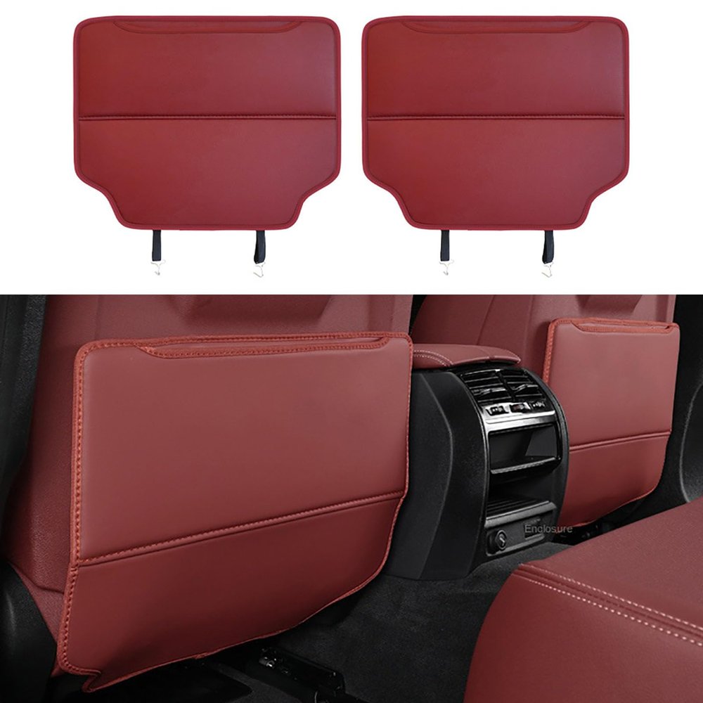ZSSHUIHH 2-Pack Rear Seat Anti-Kick Pads for Audi Q5 8R/FY SUV/Sportback 2008–2024+, Waterproof, with Pockets, Red