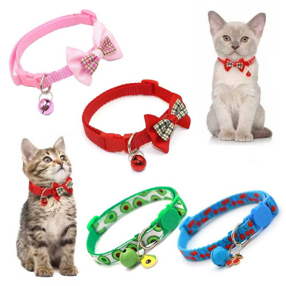 4-Pack Adjustable Cat Collar with Bell