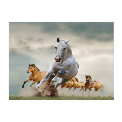 203 x 152 cm Wild Animal Horse Pattern Fleece Blanket