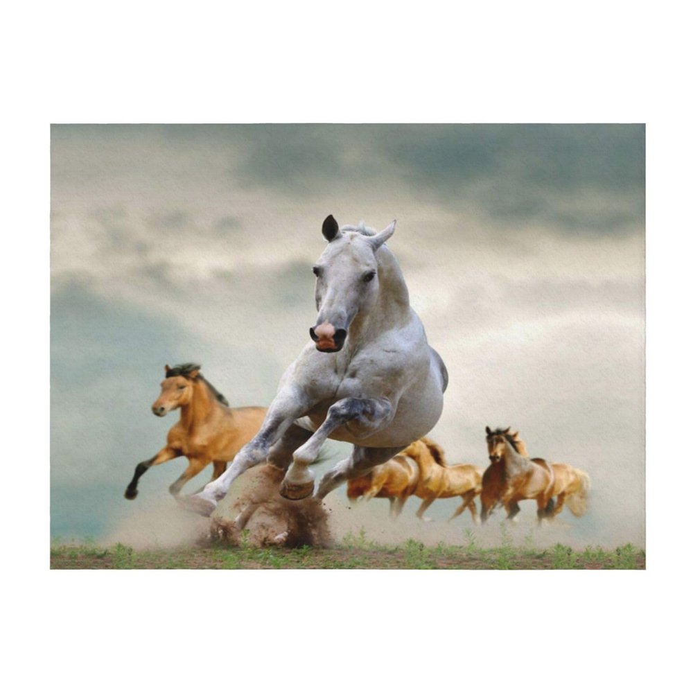 203 x 152 cm Wild Animal Horse Pattern Fleece Blanket