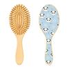 Wooden Paddle Hair Brush for Women and Newborns, Scalp Massage Brush with Cute Panda and Heart Designs view 2
