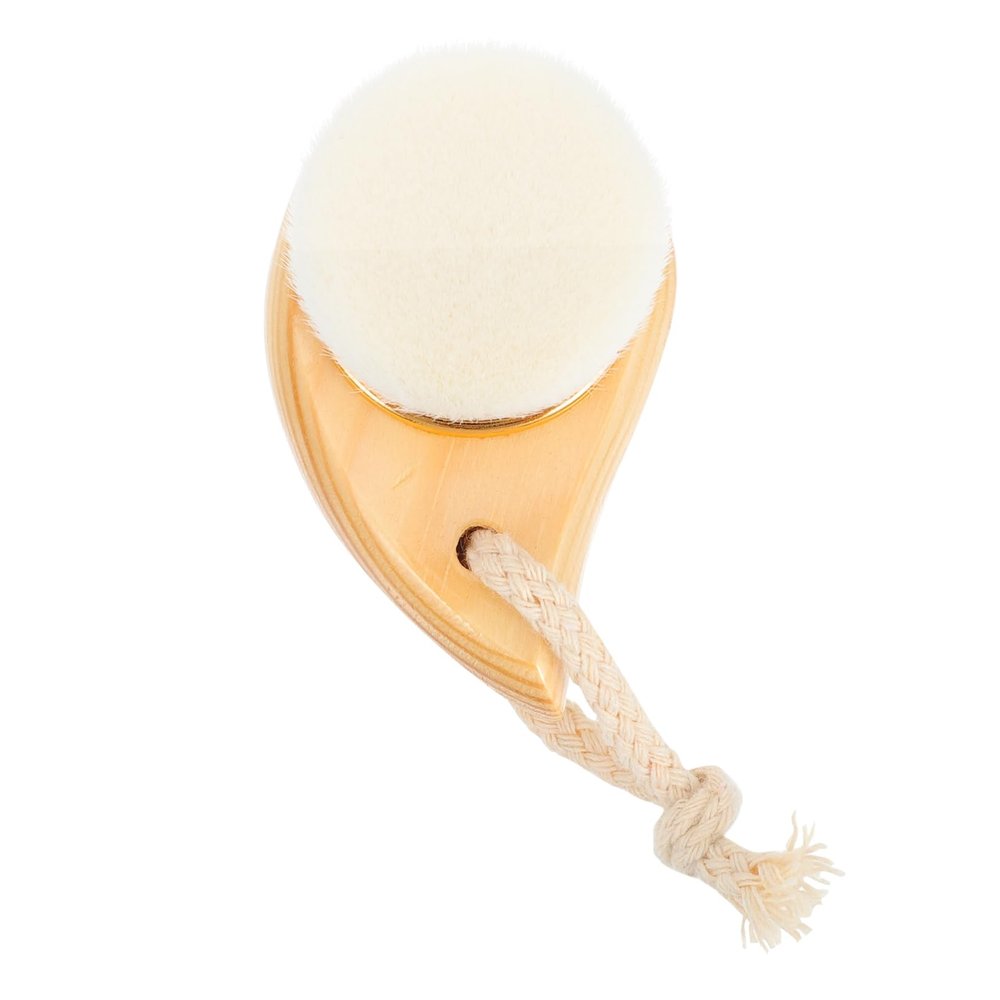 Brown Wooden Facial Cleansing Brush with Bristles for Face and Scalp