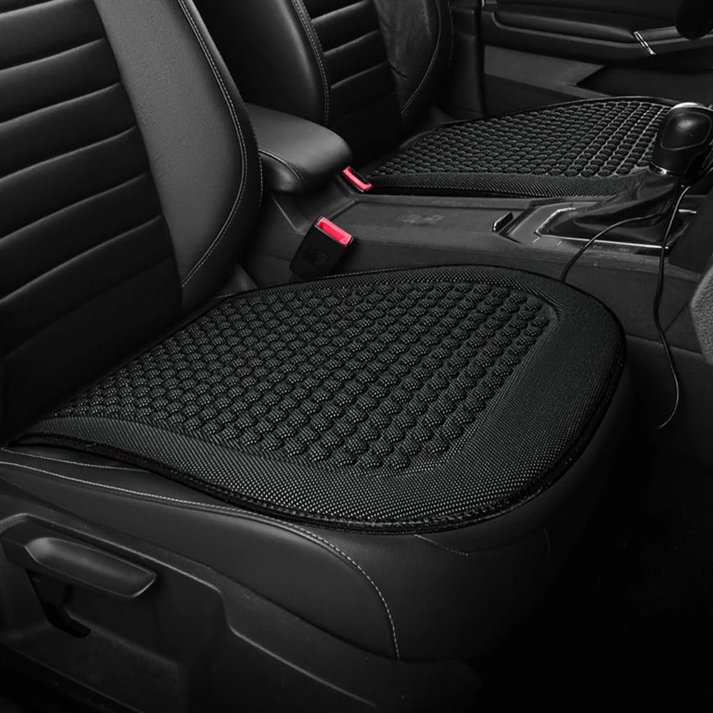 LHZPGC Car Seat Cover, Cooling Cushion for Mazda 6 Atenza GH 2007–2011, Breathable Ice Silk Seat Protector, B-Black, 2-Piece Cushion