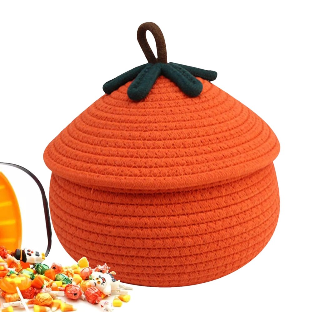 Halloween Pumpkin Storage Basket with Lid