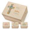 Lillet Baptism Memory Box with Cross - Wooden Baby Keepsake Box view 1