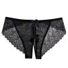 Women's Open-Crotch Lace Thong, Black, Size M view 1