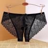 Women's Open-Crotch Lace Thong, Black, Size M view 2
