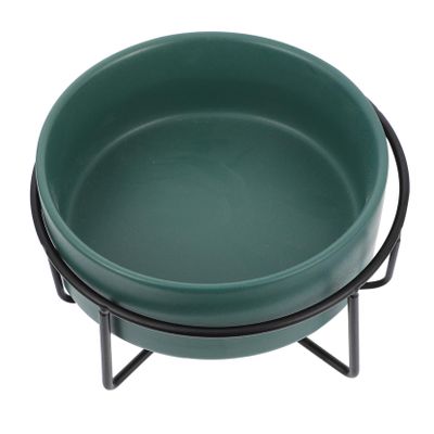 Parliky Ceramic Pet Bowl with Non-Slip Stand, 13 cm, Green
