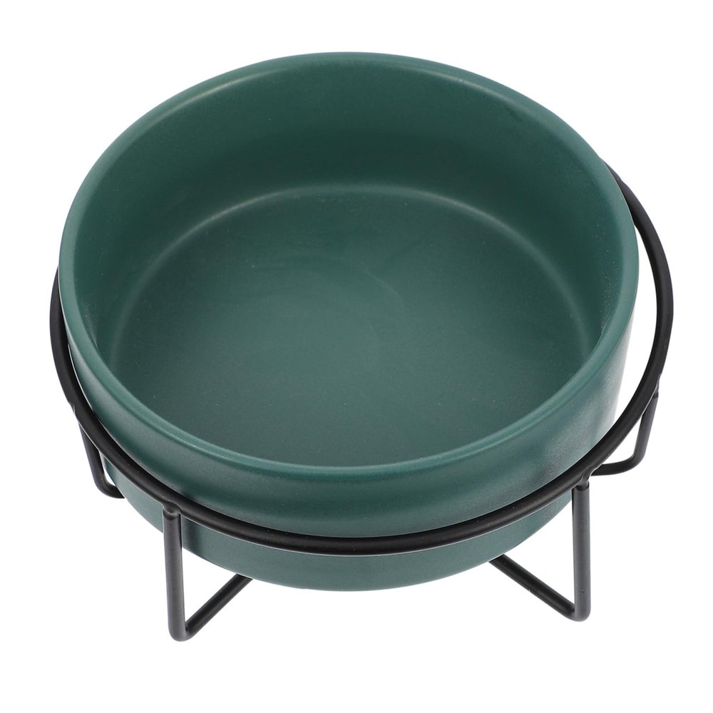 Parliky Ceramic Pet Bowl with Non-Slip Stand, 13 cm, Green