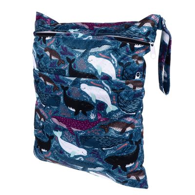 ORFOFE Large Printed Diaper Bag with Double Zipper, Blue