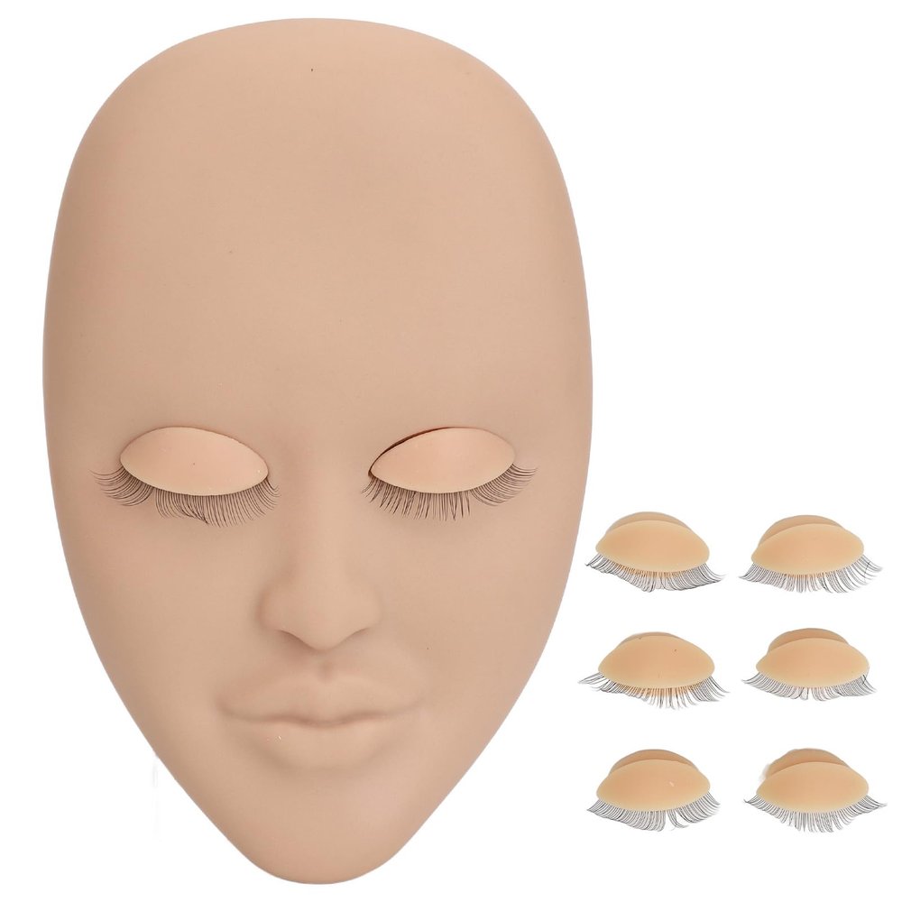 Face Mannequin for Eyelash Extensions, 3 Pairs of Removable Eyelids, Single-Layer Practice Face