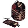 Cosmetic Travel Bag Set, Large Capacity, Waterproof, Drawstring, Skull and Flowers, 2-Piece view 1