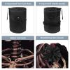 Cosmetic Travel Bag Set, Large Capacity, Waterproof, Drawstring, Skull and Flowers, 2-Piece view 3