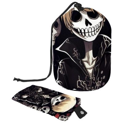2-Piece Cosmetic Bag Set, Travel Makeup Pouches, Waterproof, Drawstring, Skeleton Pattern
