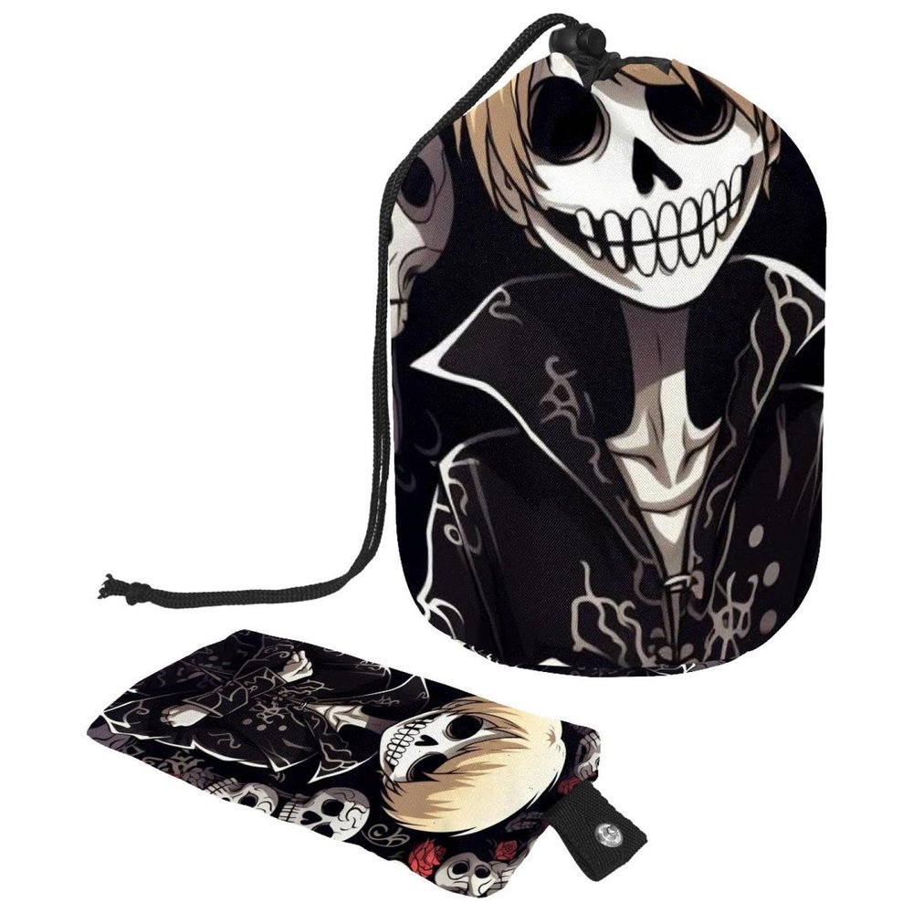 2-Piece Cosmetic Bag Set, Travel Makeup Pouches, Waterproof, Drawstring, Skeleton Pattern