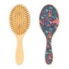 Wooden Hair Brush, Paddle Brush for Fine Hair, Natural Wood, Fish, Sea and Coral Pattern view 2