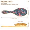 Wooden Hair Brush, Paddle Brush for Fine Hair, Natural Wood, Fish, Sea and Coral Pattern view 3
