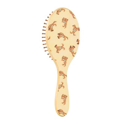 Wooden Hair Brush, Wooden Paddle Brush, Rabbit Pattern