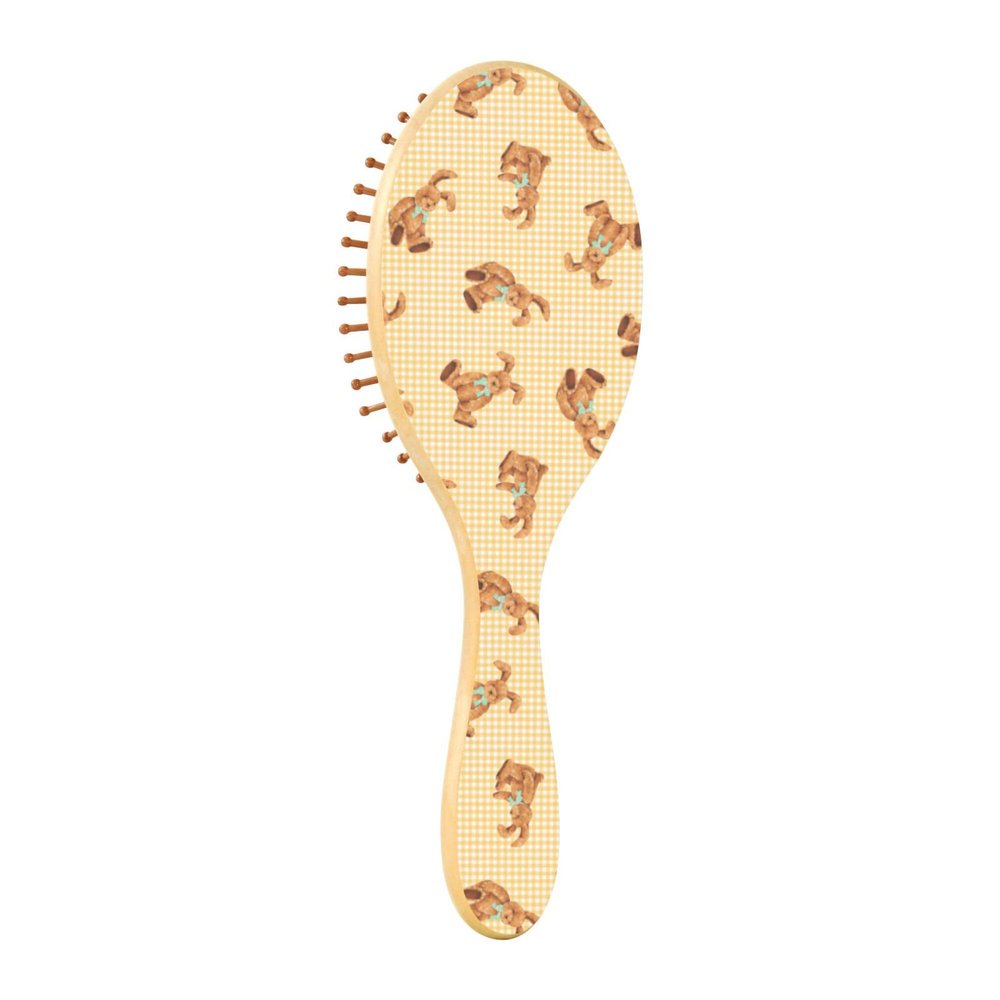 Wooden Hair Brush, Wooden Paddle Brush, Rabbit Pattern