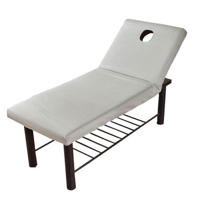 Morbuy Fitted Sheet for Massage Table, 75 x 190 x 10 cm, with Face Hole, Gray, 1-Piece Set